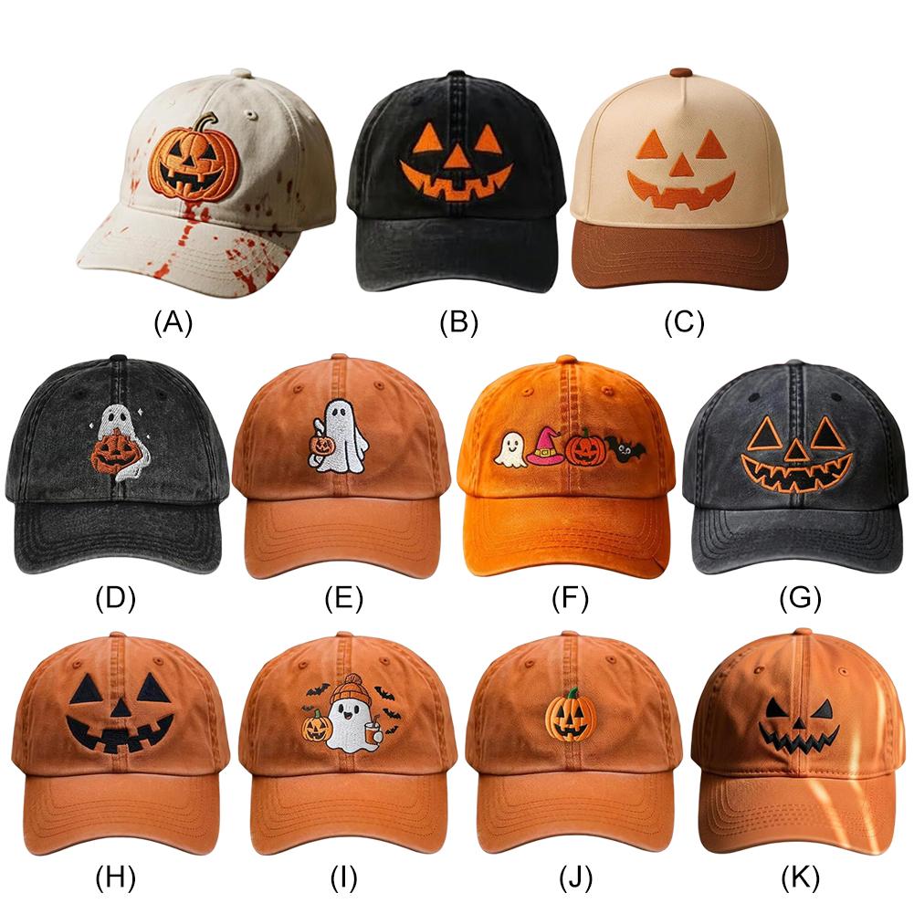 Halloween Pumpkin Face Baseball Hat for Men Women Adjustable Funny Party Hats for Fishing Camping Picnic Beach Family Outings