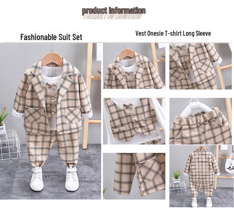 Boys' Spring-Autumn Dress Suit: Three-Piece Outfit for Ages 0-5 Years