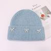 Bow Hat for Women's Winter Wool Hat Big Head Circumference Thickened Warm Knitted Hat