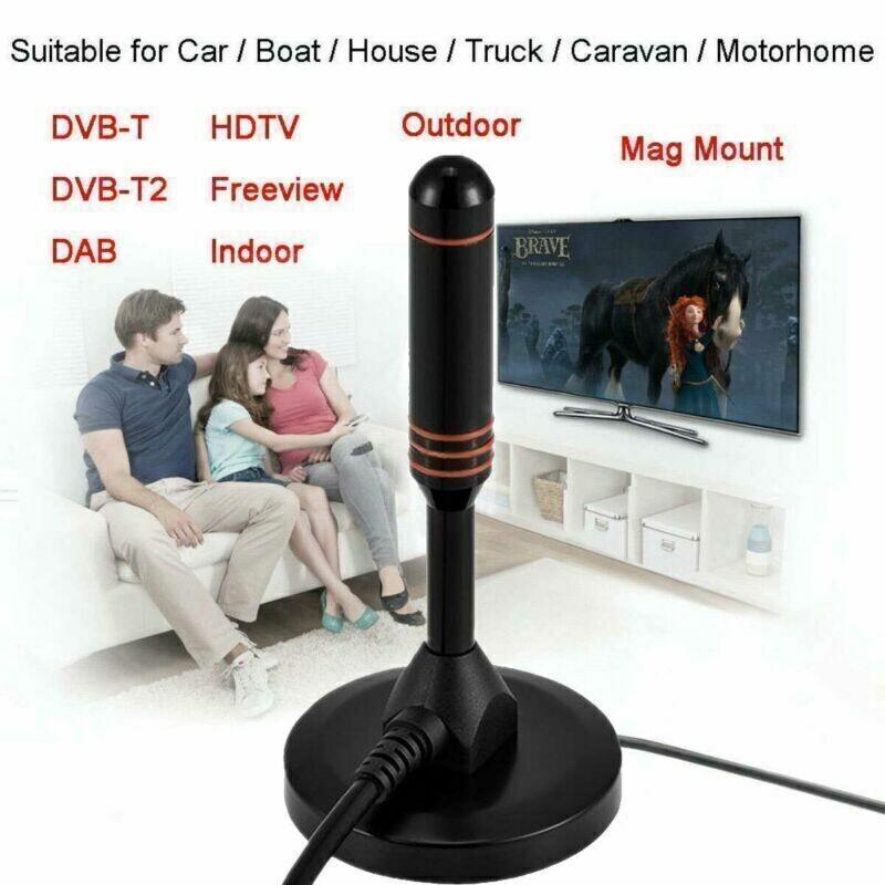 Portable HD Digital TV Antenna Indoor Outdoor Amplified DAB Antenna 200 Miles Ultra HDTV With Magnetic Base Aerial Set Smart TV