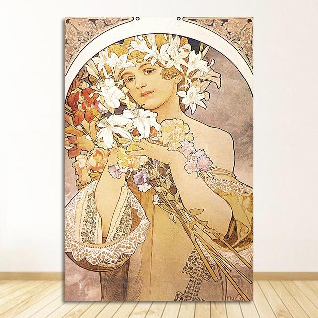 Nouveau Posters and Prints Fine Replica Wall Art Painting Pictures for Living Room Home Decor Alphonse Mucha Large Vintage Art