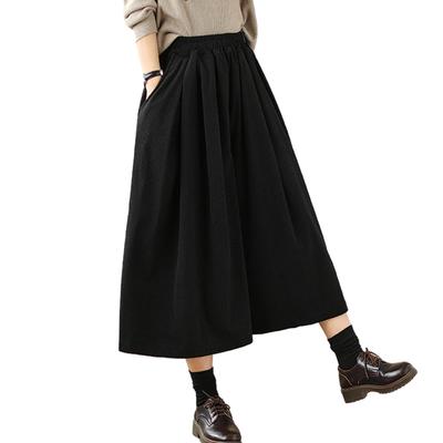 ORWZDCO Corduroy Pants with Elastic Waist and and Elegant and Casual for and Women's Wide-leg Pockets. Stylish, Flattering, Slimming. Commuting, Fall,