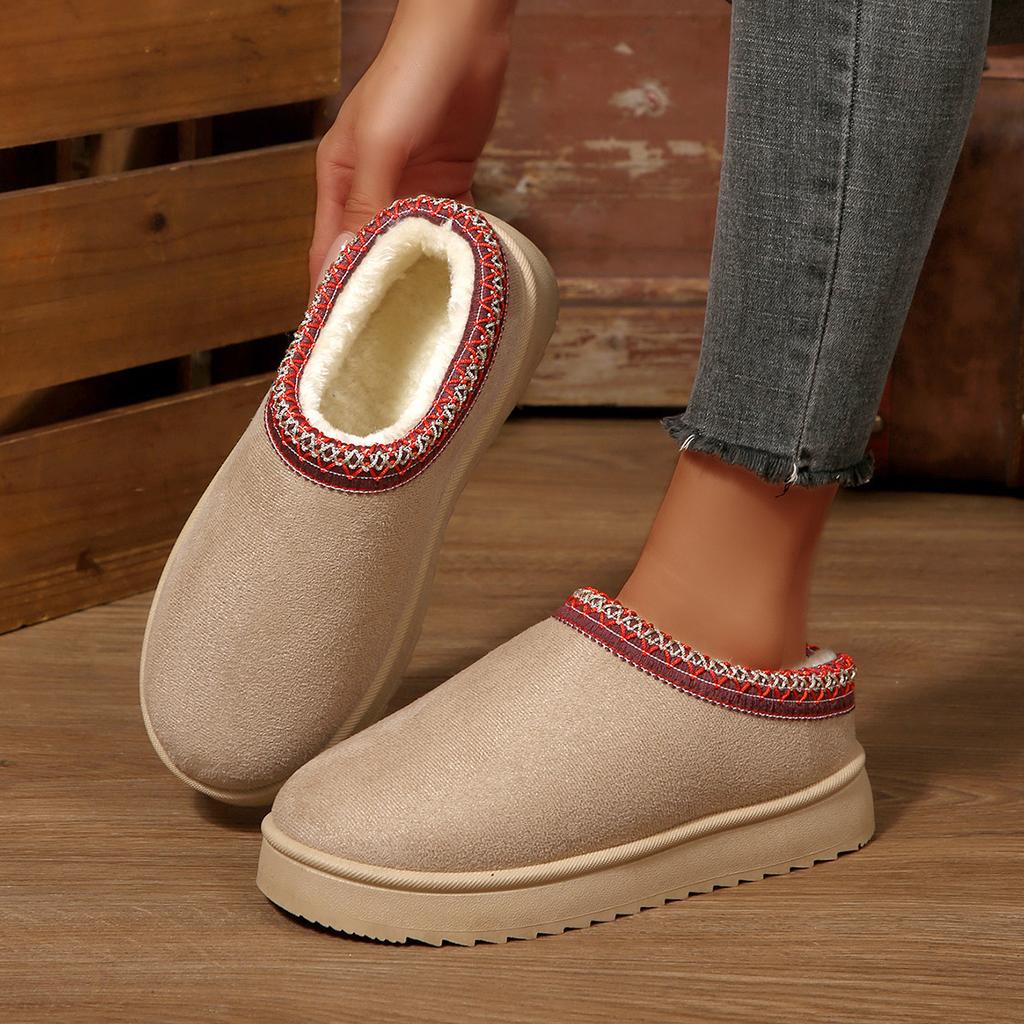 Thick-soled snow boots 22 new autumn and winter outer wear heightening and fleece fur integrated bag head half-drag hair shoes