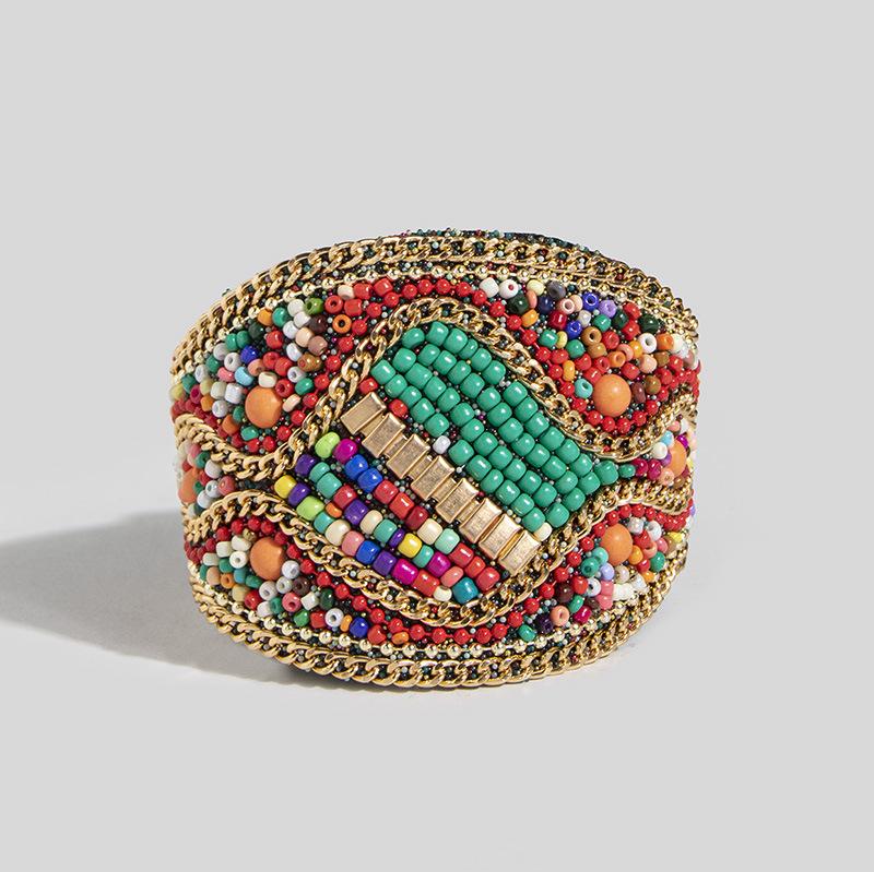 New Nepalese Shell Rice Bead Magnetic Buckle Handmade Ethnic Style Wide Waist Chain Bohemian Vacation Style Women's Bracelet