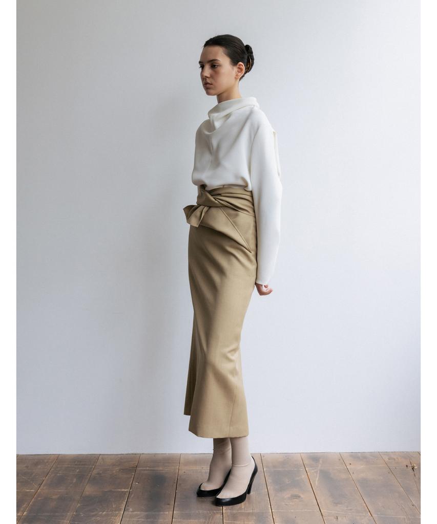 Bopeu Kiaro Wrap Knot Skirt (Beige)