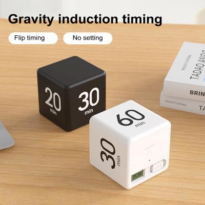 Rotierender Pomodoro-Timer, 1-60 Minuten, voreingestellt, LED-Anzeige, einstellbare Lautstärke, Würfel-Timer für