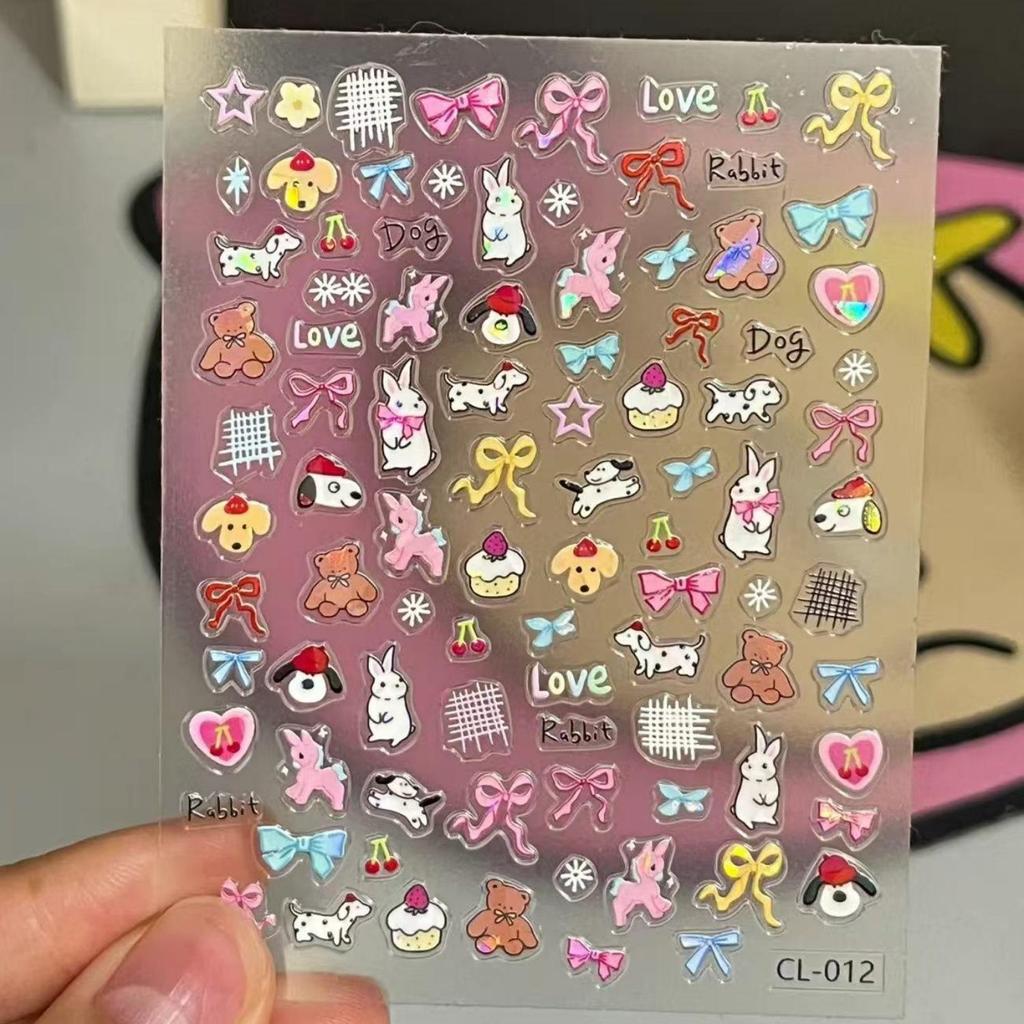 Adesivo 3D a Rilievo Cane Gatto Cartone Animato Mini Carino Decorazione Bombata Stampata UV per Fotocamera Polaroid CCD e Cover del Telefono Decalcomania per Unghie da Ragazza