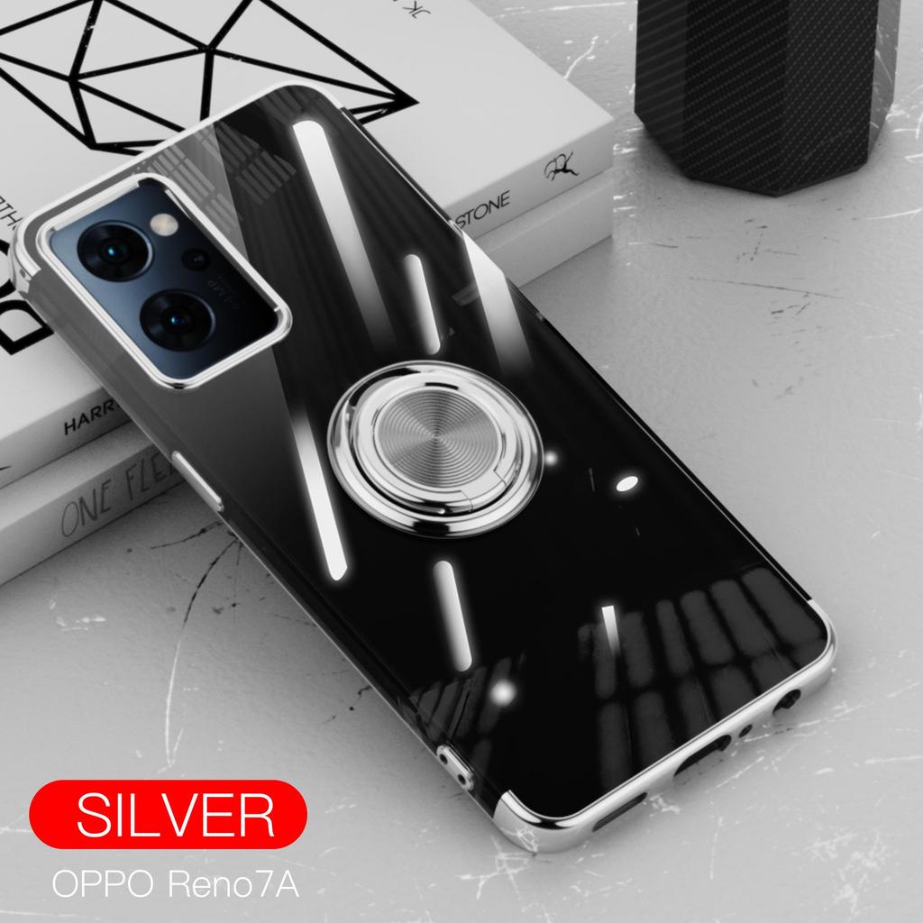 OPPO Reno11A/Reno97/5A Compatible Japanese Version Transparent TPU Electroplated Phone Case with Protective Cover and Ring