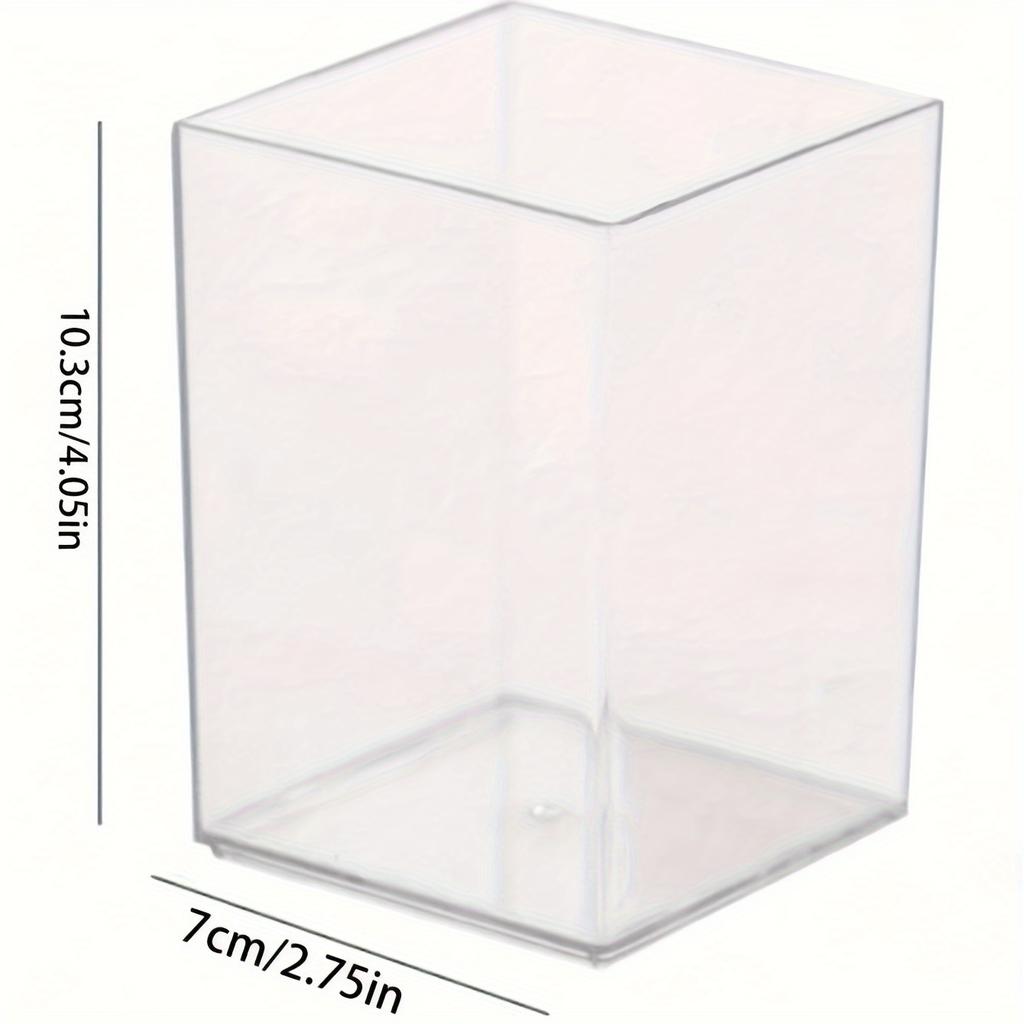 1/2pcs Acrylic Square Pen Holder, Minimalist Clear Desk Organizer for Pens, Pencils, and Stationery, Home, and Office Use