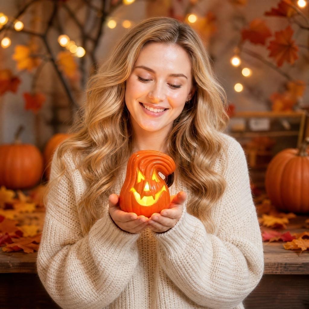 Halloween Świecąca -O'- Plastikowa Dekoracja Dyni, Straszliwa Twarz Dekoracja Stołowa do Wewnątrz na Zewnątrz Imprezy Werandy i Podwórka (Nie zawiera baterii)