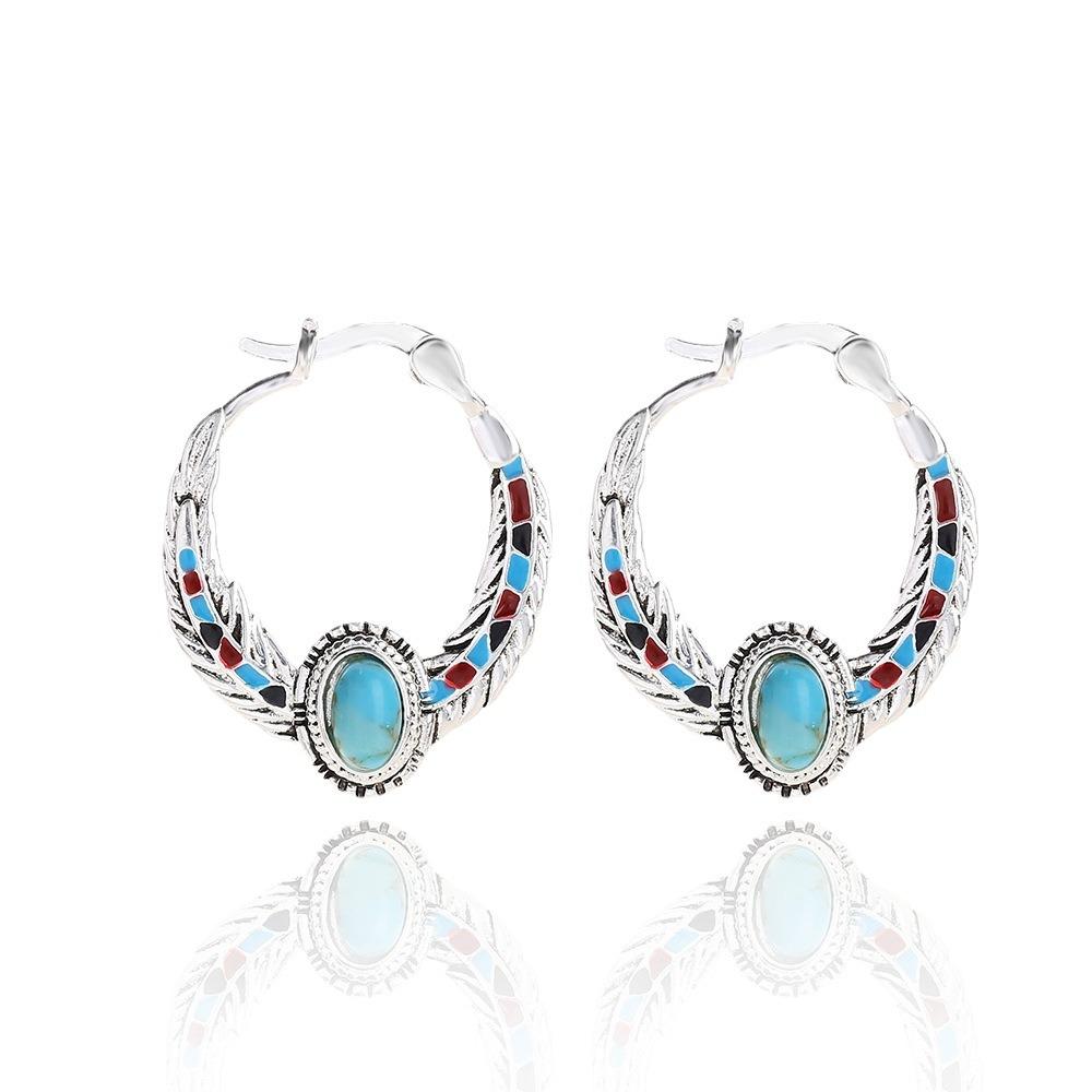 Luxury Eagle Feather Earrings with Turquoise Inlay for Party Wedding