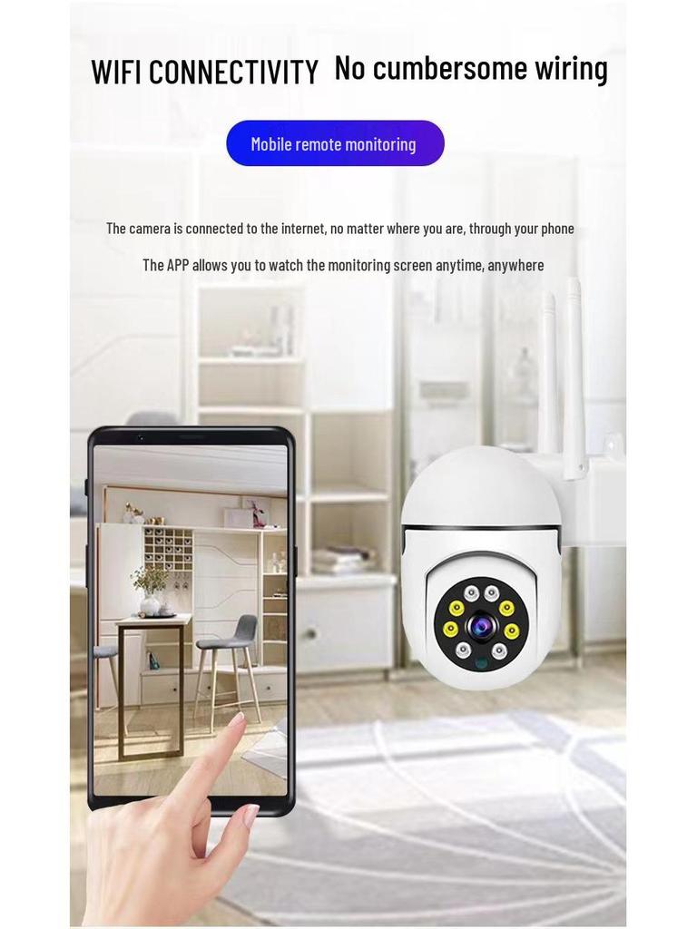 Wireless Indoor WiFi Surveillance Camera with Punch-Free Installation and Full-Color Night Vision