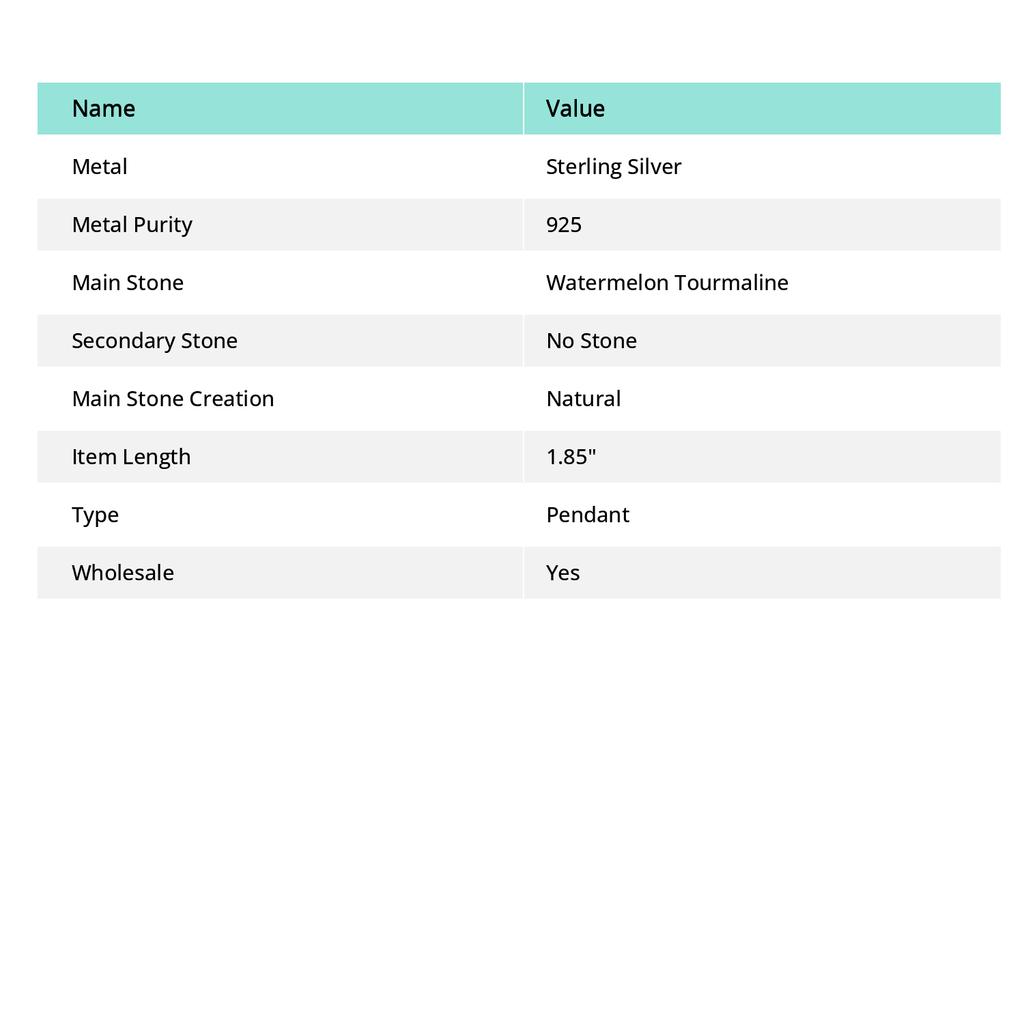 Natural Watermelon Tourmaline 925 Sterling Silver Jewelry Pendant 1.85" B9E46