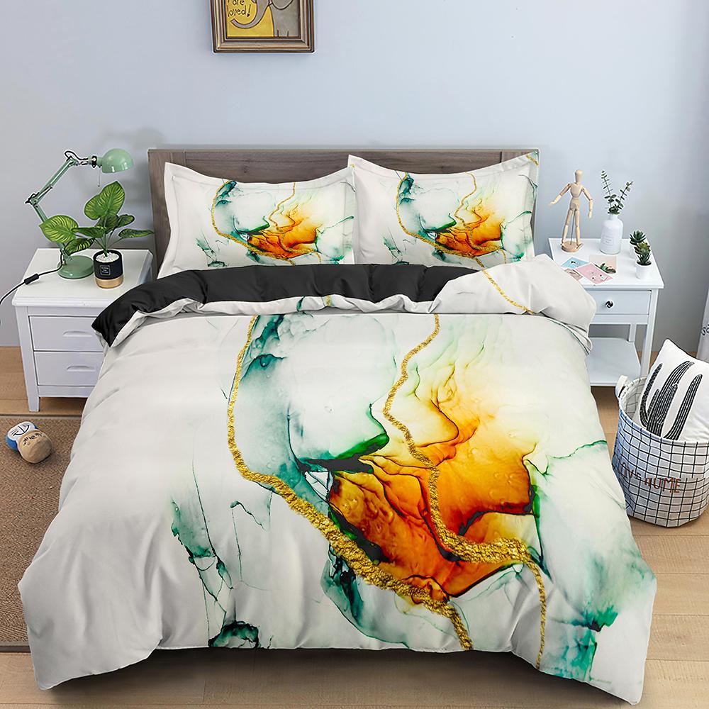 Marble Bedding Set Colorful Marbled Printed Duvet Cover Set Polyester Quilt Cover Bedclothes With Zipper Closure Home Textile