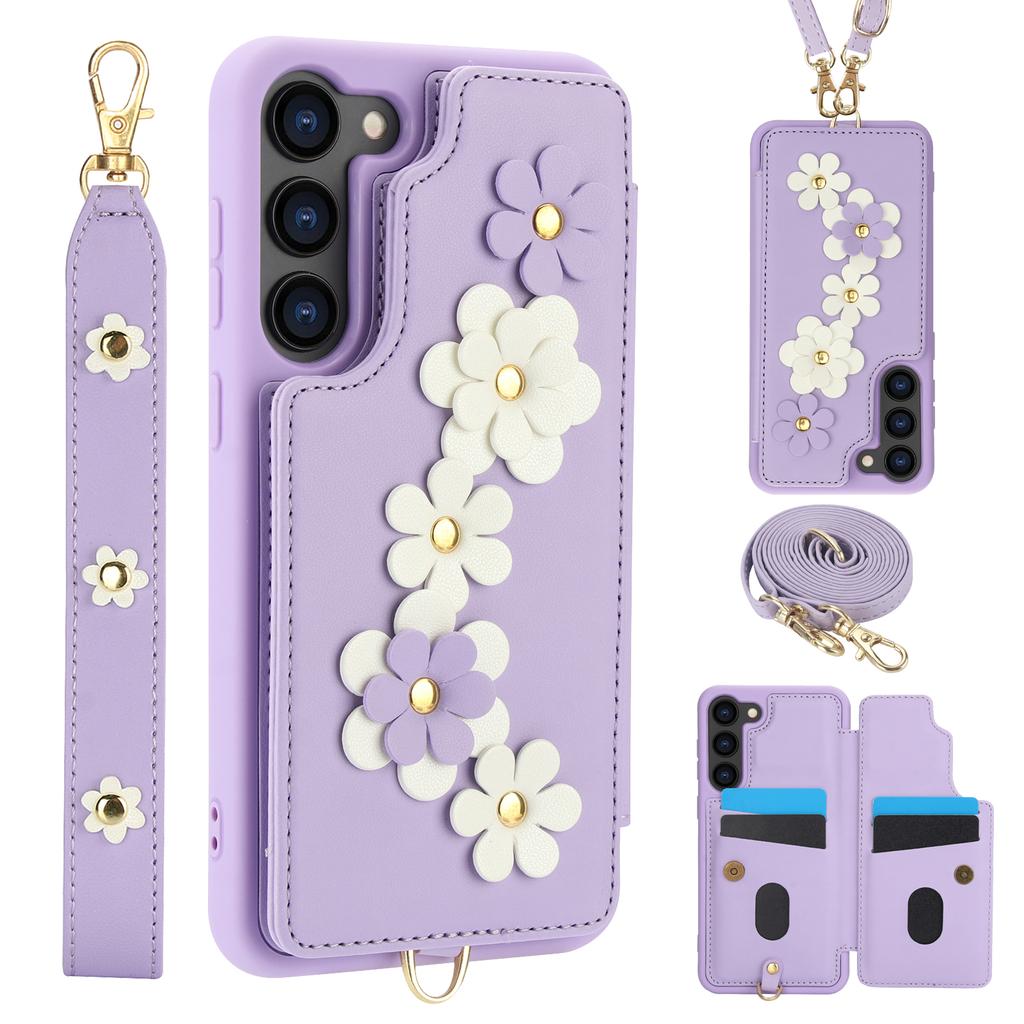 Kožená peněženka s poutkem na zápěstí, crossbody, pouzdro na telefon pro Samsung S25 S24 Plus S23 FE S22 Ultra A55 A54 A53 A35 A34 A15 A13