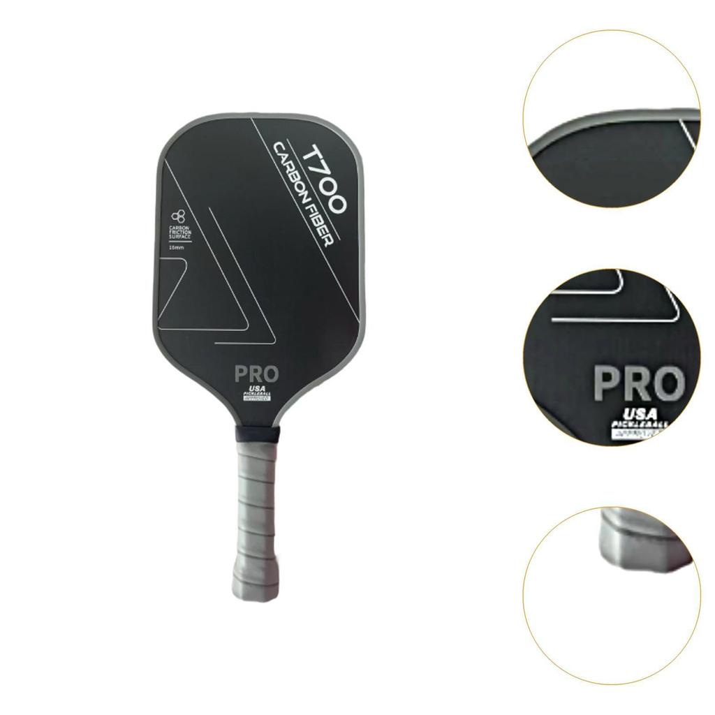 PEWETE Pickleball Paddle Lightweight Carbon Fiber Composite Surface Polypropylene Honeycomb Core 42cm X 19cm X 1.6cm Gray Kids and Adults Training