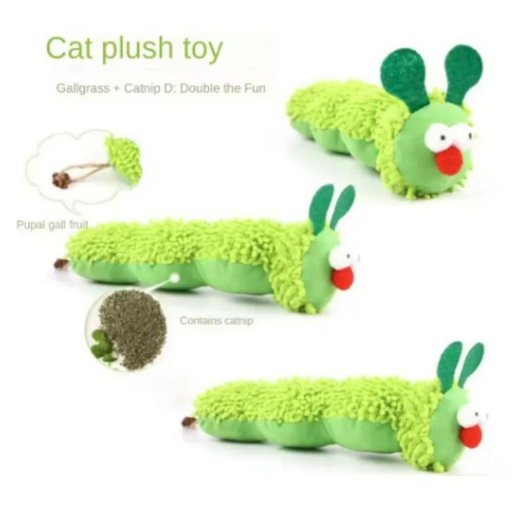 Cat Bite Toy Caterpillar Cat Mint Teeth Grinding Toy Silver Vine Cat Teasing Interactive Toy Cleaning Mouth Kitten Toy