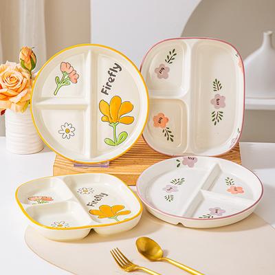 Keramisk Portionskontroll Diet Tallrik Delad Dessert Snacks Serveringsfat Fat för Balanserad Måltid Matavskiljare Aptitretare Bricka