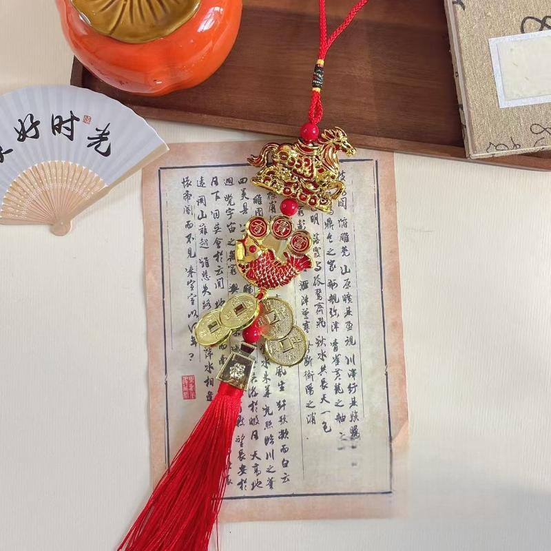 Traditional Chinese Horse Zodiac Pendant; Car Ornament for Spring Festival; Tassel Pendant Gift