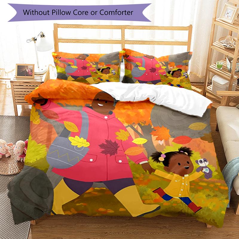 3pcs Jojo And Gran Gran Bedding Set Duvet Cover Closure Includes 1 Duvet Cover & 2 Pillowcases, Soft and Comfortable for All Seasons.