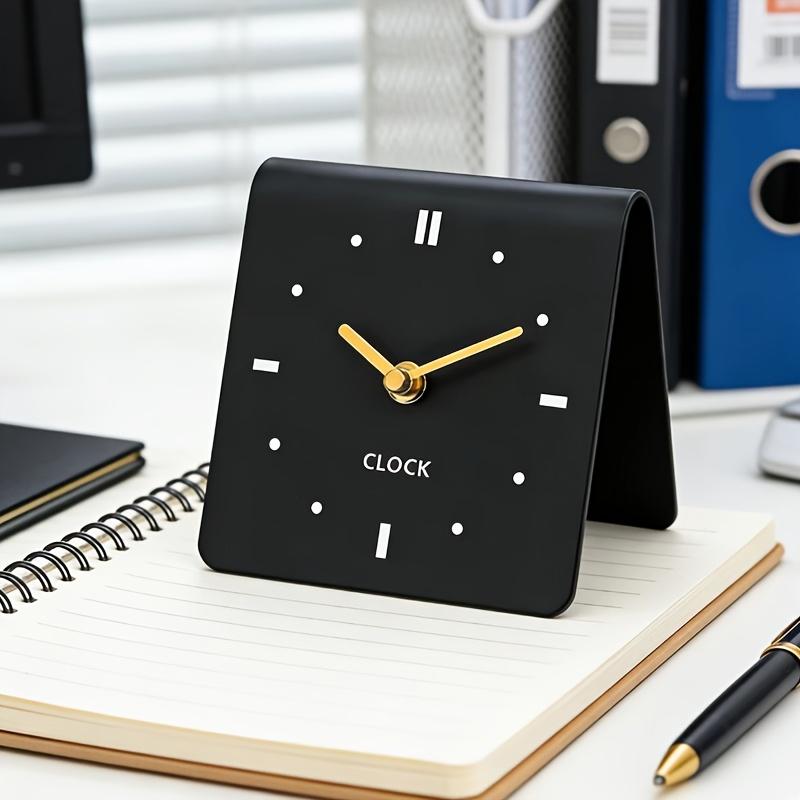 

1PC Creative Small Table Clock, Modern Design Tabletop Ornament, Silent Clock, Student Bedside Table Clock чорний