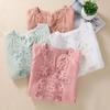 Women Cotton Linen Flower Embroidery Shirt Women Three Quarter Sleeves V-Neck Casual Blouse Loose Solid Color Mother Blouse Women Top