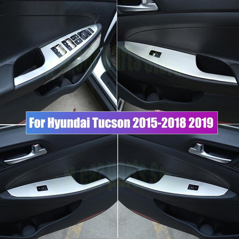 For Hyundai Tucson 2015-2018   Carbon Fiber Interior Stickers Window Lift Switch Button Panel Switch Trim