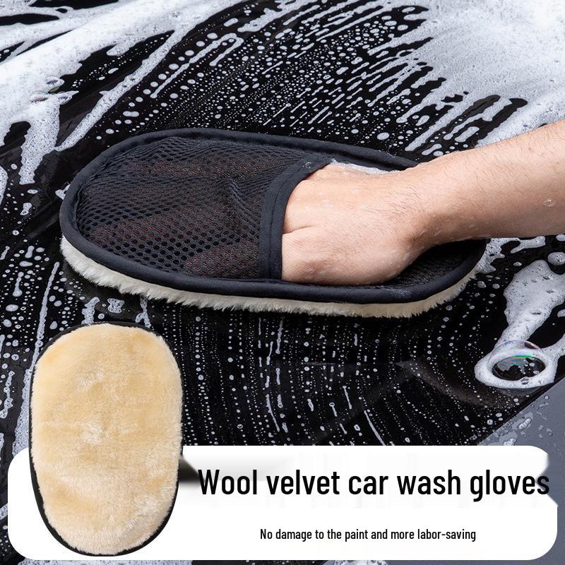 Chenille Bear Paw Car Wash Mitt - Safe for Paint, Plush Faux Wool