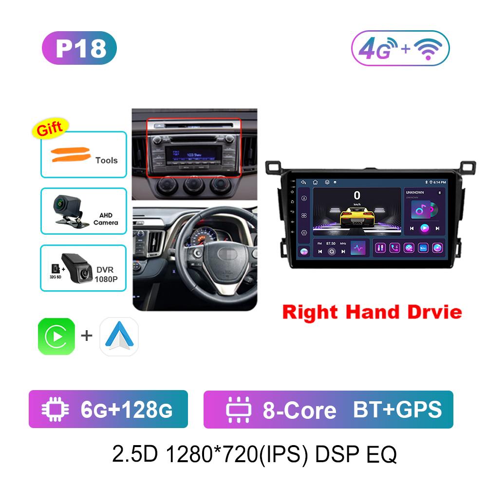 Volan pe dreapta Sistem de operare Android pentru Toyota RAV4 4 XA40 5 XA50 2012 - 2018 Radio auto Player multimedia DSP Stereo GPS 4G Ecran divizat