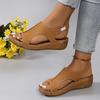 Casual Plus-size Wedge Sandals Women 2025 Summer Sandals New Platform Wedge Fish Mouth Sandals Lightweight Retro Shoes
