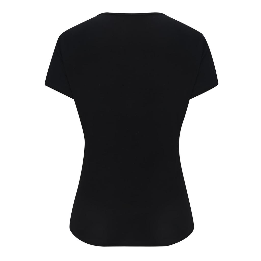 Damen Kurzarm Tops V-Ausschnitt Spitzenbesatz Gerippt Figurbetont Eng Lässig Basic T-Shirt