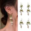 1 Paar Tropfen Ohrringe Piercing Exquisite helle Farbe grüne Blätter Faux Perlen