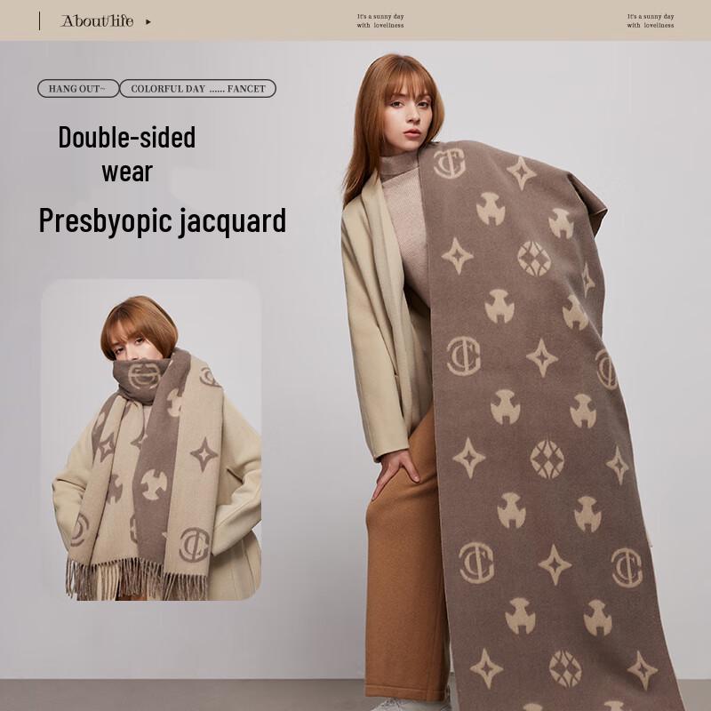 FANCET Women's 100% Wool Jacquard Scarf & Shawl