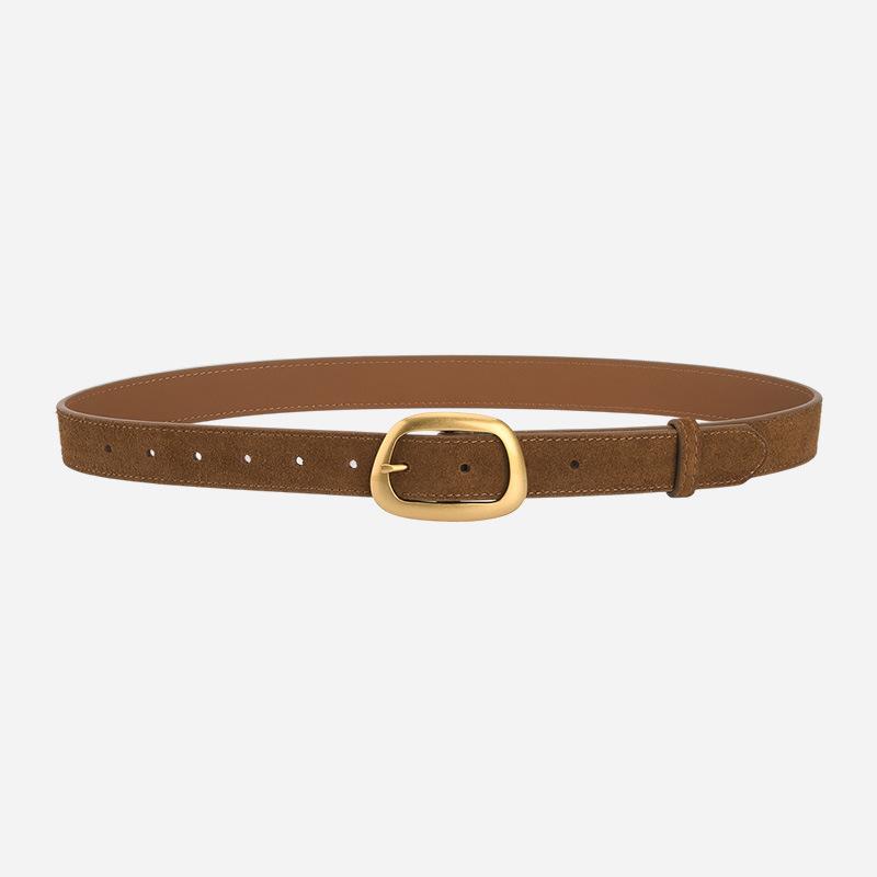 Belt Vintage Ladies Leather Belt Frosted Velvet Pin Buckle With Dress Decorative Belt