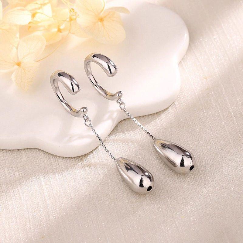Fashion Wind Personalized Ear Clip Glossy Water Drop Earrings Non-Pierced Ins Cold Wind Retro Ear Clip Fashion Commuter