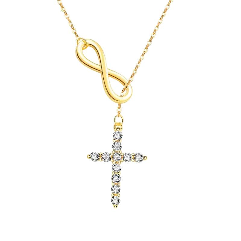 2025 Customized High Quality Fashion New Design Infinite Symbols Mobius Buckle Geometric Cross Pendant Necklace