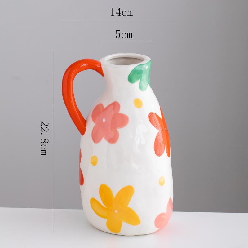 Handmade painted ceramic vase hotel exhibition niche flower ware Creative ceramic decorative vase Flower Arrangement Decoration