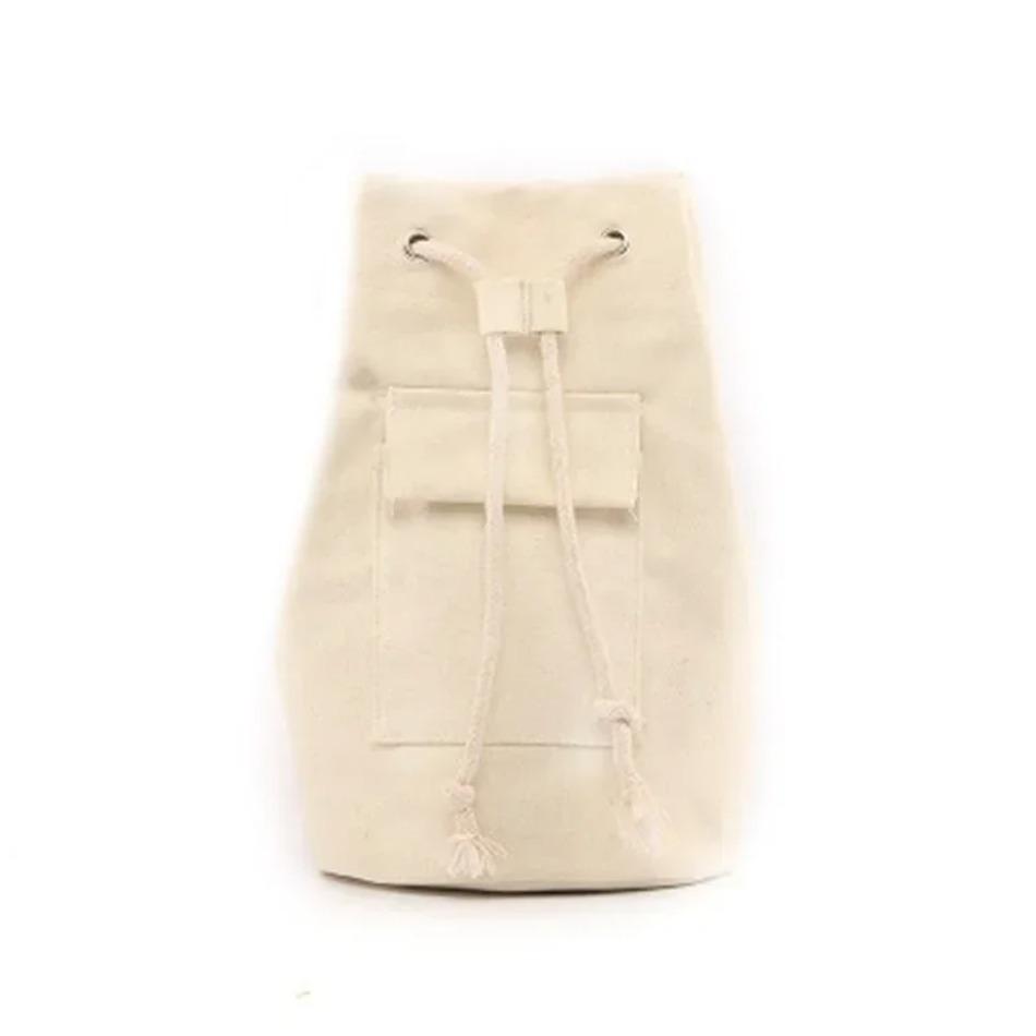 Korean Women's New Fashion Simple One-Shoulder Slanting Cross Bag Drawstring Pleated Large Capacity Canvas Bucket Shoulder Bag