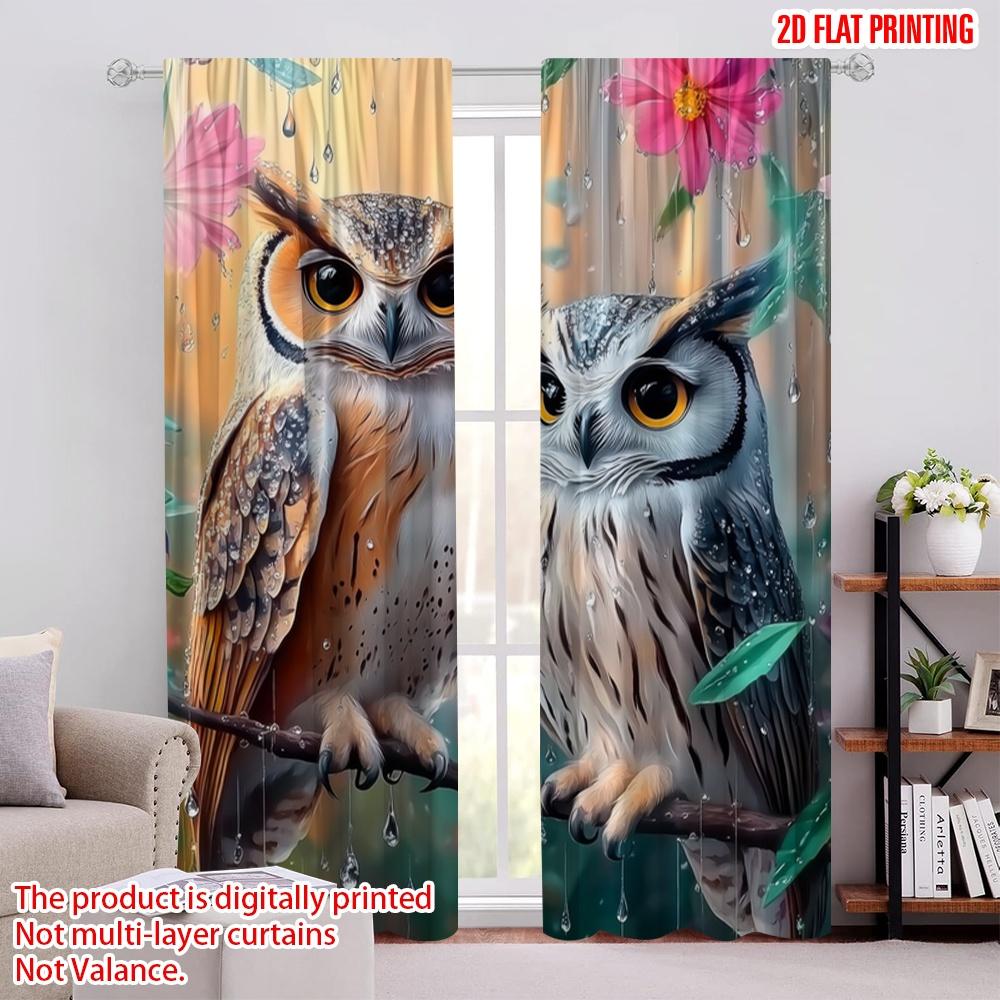 

2pcs,2D plane printing Popular Curtains Owlish Raindrops Durable 100% Polyester Fabric (without rod) Versatile All Use for 52.50 × 116.00 cm 2 pcs
