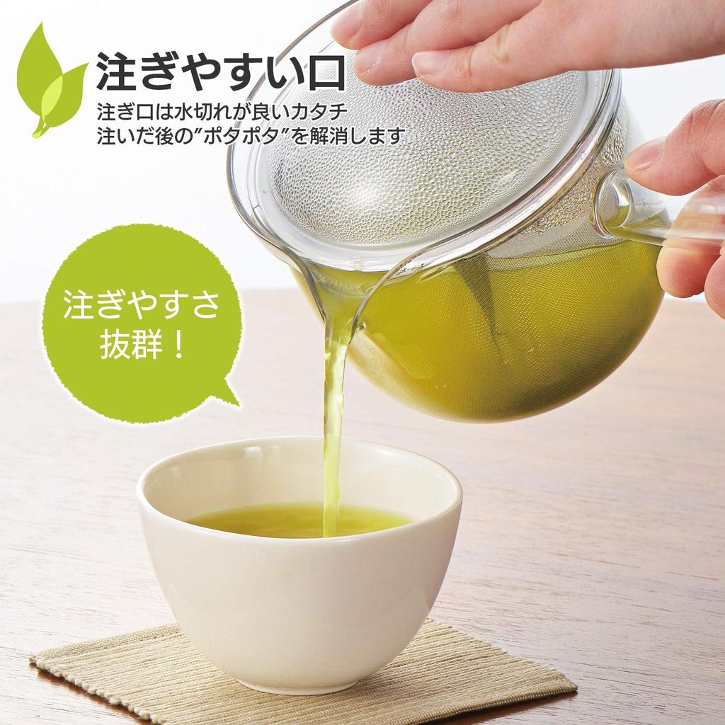 Akebono Sangyo Teapot, Stainless Steel Mesh, Large, Made In Japan, Horizontal Design, Transparent Design for Easy Tea Flow, Shatter-Resistant