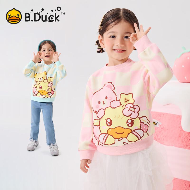B.Duck Girls' Casual Plaid Pullover Sweatshirt