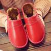 Männer Frauen Herbst und Winter Paar Leder Wasserdichte Baumwolle Hausschuhe Indoor Warm Non-slip Dicken sohlen Plüsch Schuhe