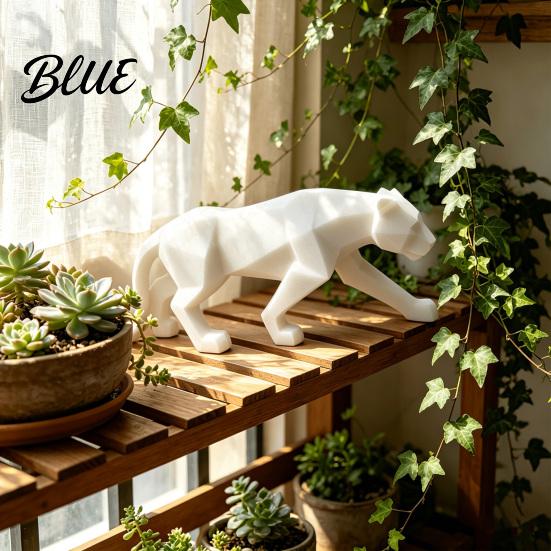 Luxury Home Office Modern Minimalist Geometric Ornament Cheetah Statues 3D Durable PLA Sculpture Decor Stone Texture Art Statue for
