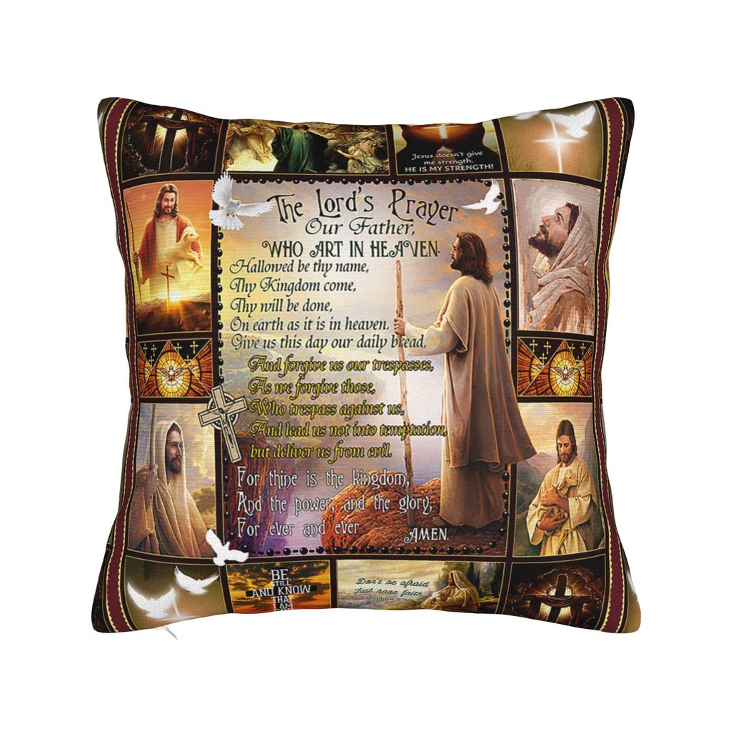Christliche Kissenhülle Polyester Kissenbezug Dekorativ Gott segne Jesus Christus Zierkissenhülle Zuhause Quadratisch cm