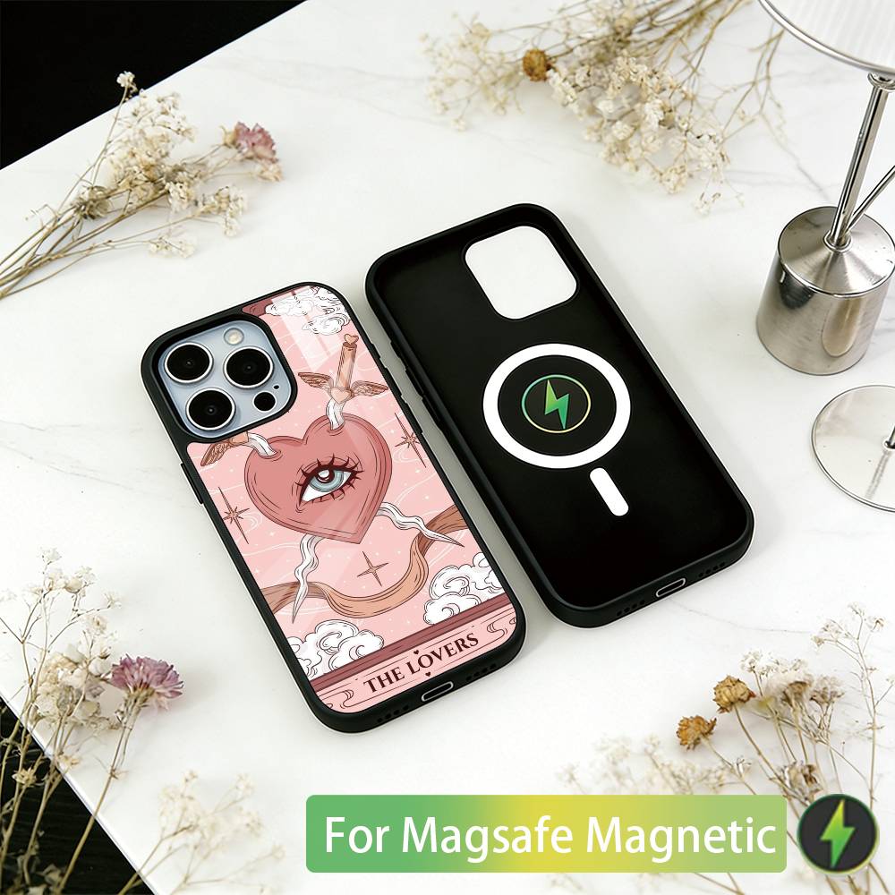 

Чехол для телефона Tarot Луна Звезда S-Солнце Для iPhone17,16,15,14,13,12,11 Plus,Pro Магнитный Для беспроводной зарядки Magsafe iPhone13
