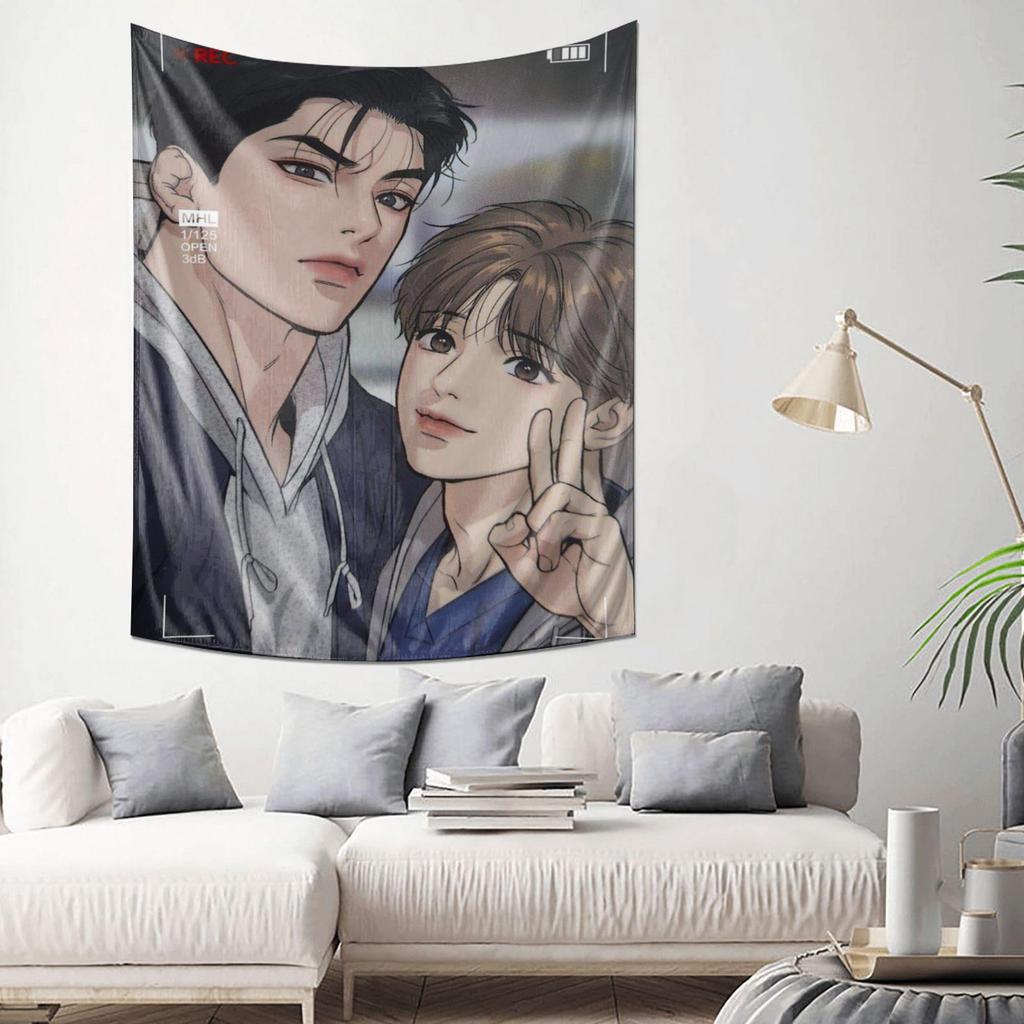 Romantic Anime Couple Tapestry Beautiful Art Wall Hanging Cozy Home Decor