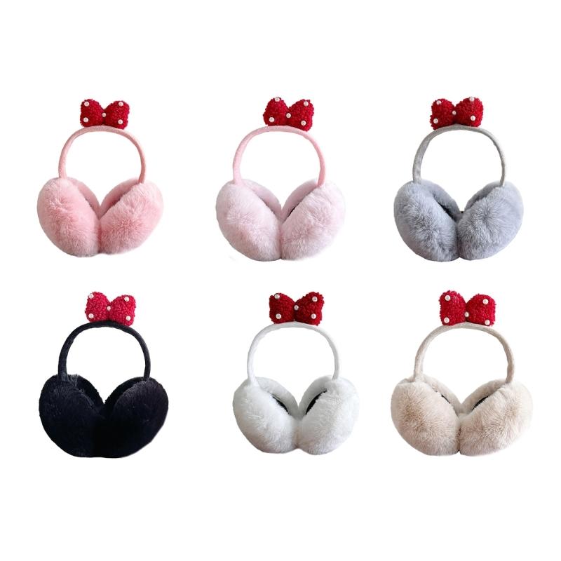 Multipurpose Plush Thermally Earmuffs With Cute Bows Design Comfortable Winter Ear Warmers For Cold Weather Activities
