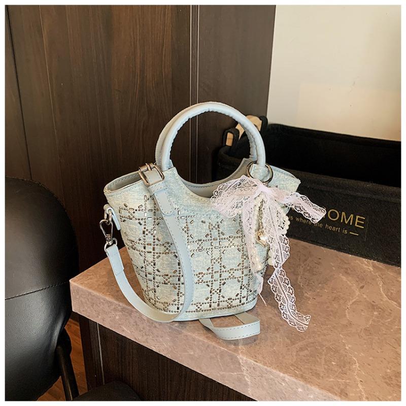 Trend flash diamond sequined bag women's summer new denim texture versatile handbag fashion shoulder messenger bag