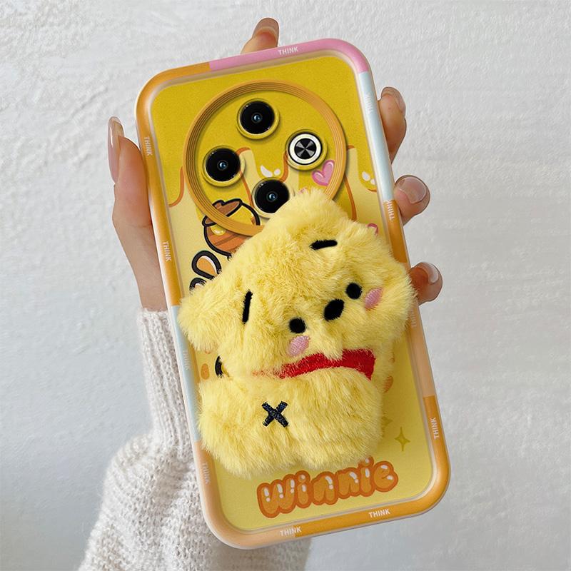 KEYSION Cute 3D Cartoon Plush Case for Infinix Spark 30C with Lanyard Soft Silicone Shockproof Phone Cover for Infinix Spark 30C