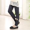 Girls' Cute Bow Denim Leggings with Fleece Lining - Thickened Warm Casual Long Pants Fall/Winter Pants